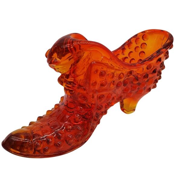 Fenton Glass Shoe Figurine - Orange - Picture 1 of 2
